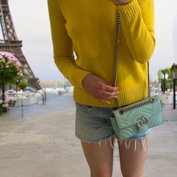 GUCCI GG Marmont Matelasse Leather Crossbody Bag Seafoam with original dustbag - Picture 10 of 15